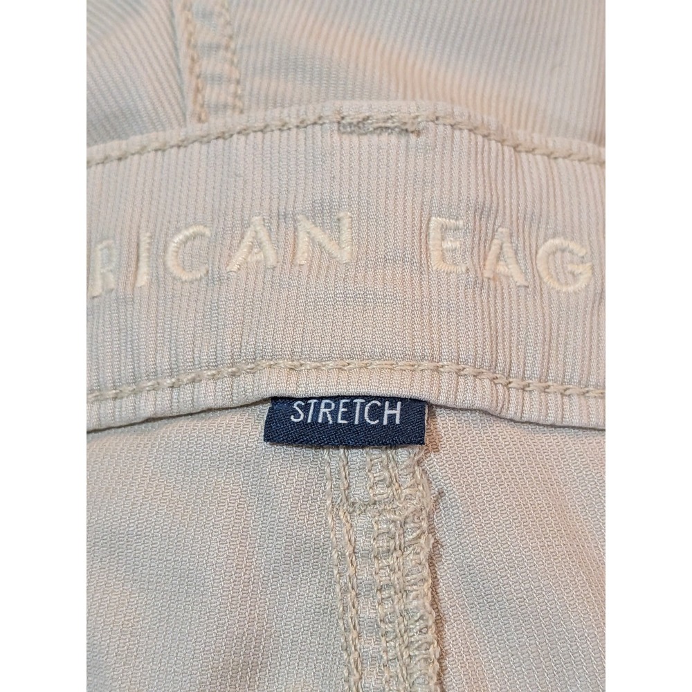 American Eagle Stretch Cargo Shorts Khaki Tan Beige Size 14 Bermuda High Rise - Picture 4 of 8